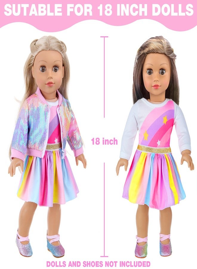 UNICORN ELEMENT American 18 Inch Doll Makeup Accessories and Clothes,Sequin Backpack Set for 18" Dolls Include Skirt Bracelet Hair Clip Phone and Makeup Sets（No Doll and Shoes - Image 4